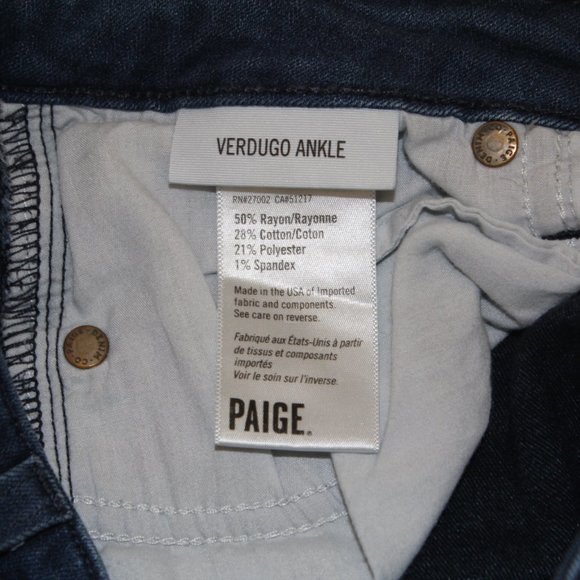 paige sz 27 blue jean verdugo ankle skinny - Picture 3 of 4
